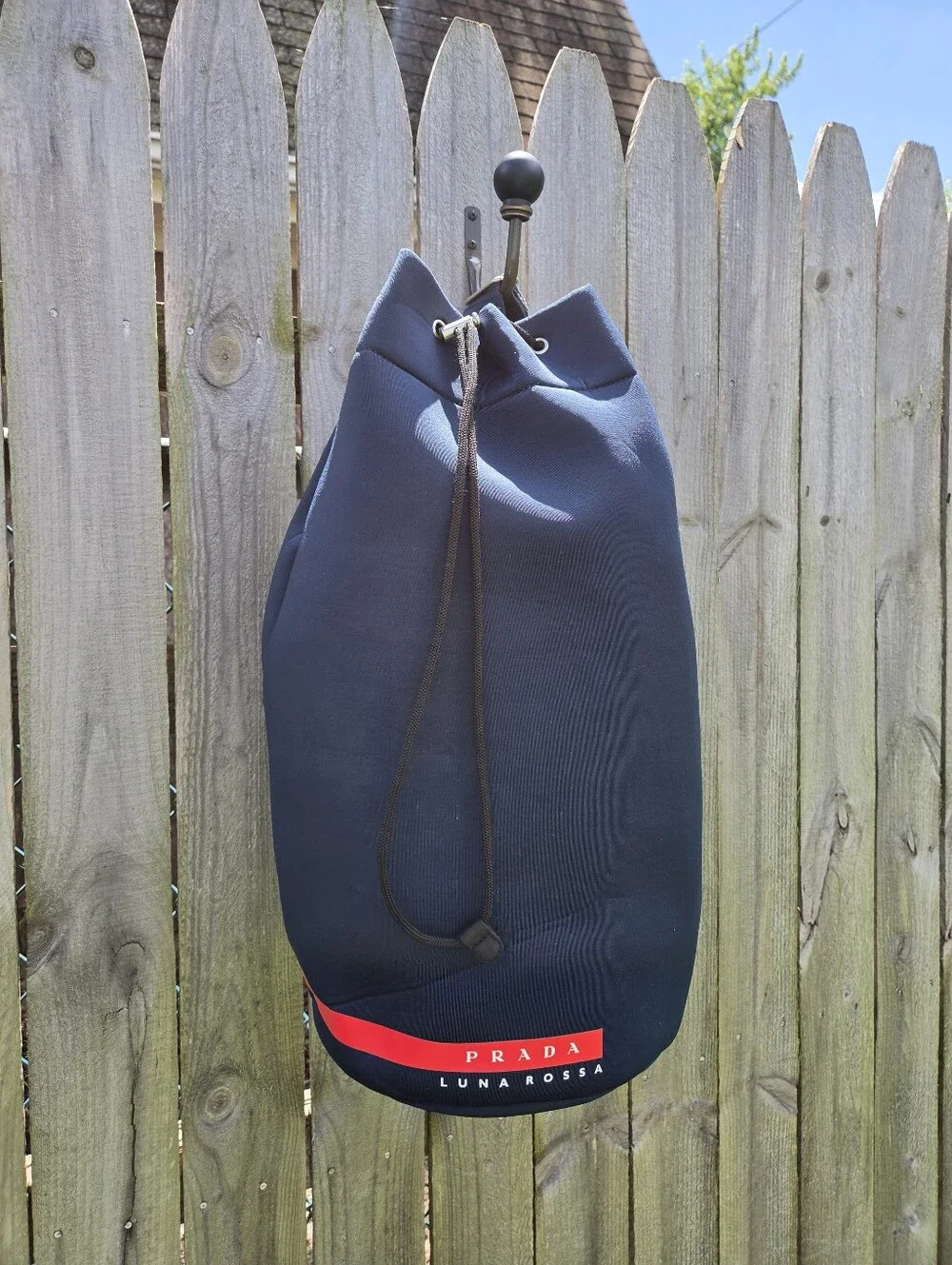 Prada Beauty Luna Rossa Drawstring Navy Blue Neoprene Sailing Beach Bag